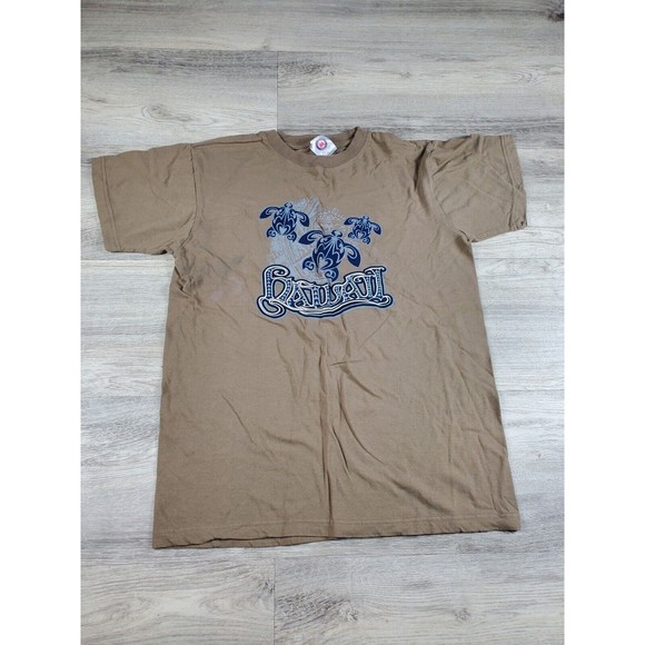 Mens Shirt Anvil Sea Turtle Maui Hawaii Brown Taupe Tribal Hawaiian Size M *Read - Picture 1 of 8